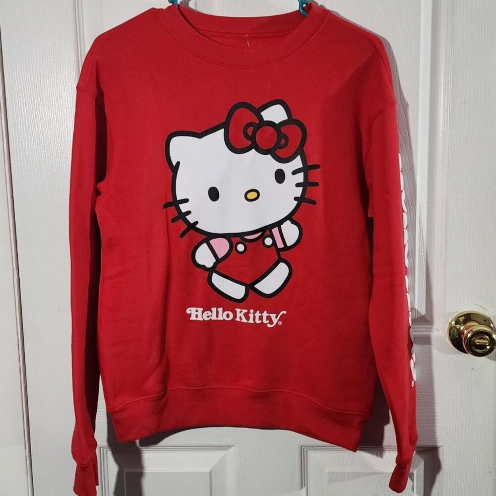 Hello Kitty Red Graphic Crewneck Pullover Sweatshirt